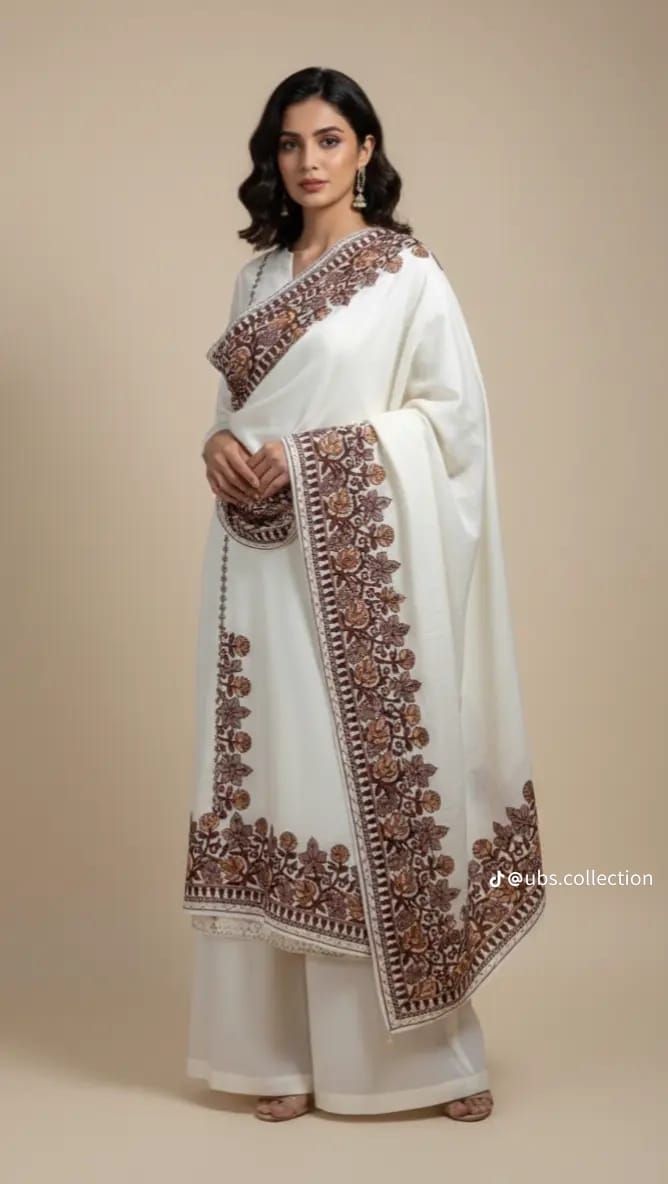 Wool Pashmina 3 pc suit with Shawl 