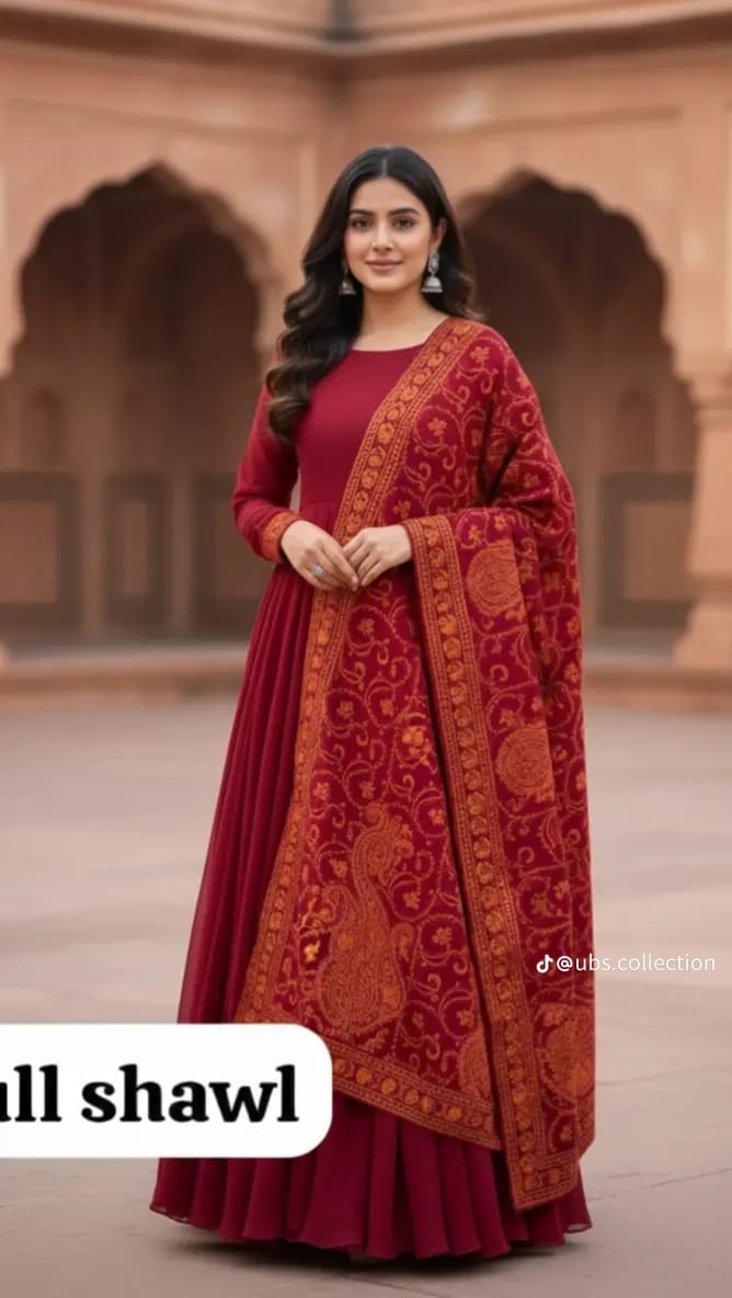 Wool Pashmina 3 pc suit with Shawl 