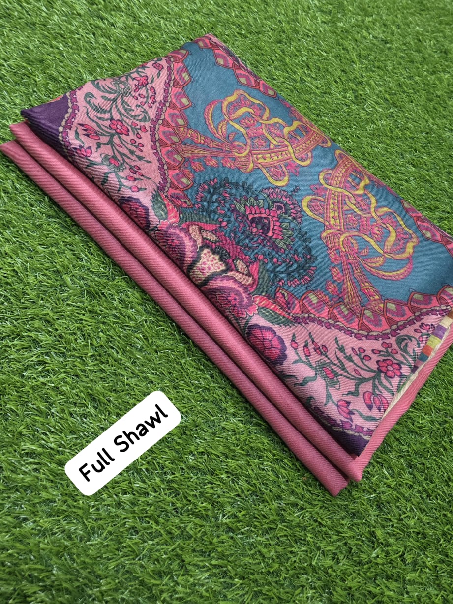 3-Pc Suit with Printed Shawl 