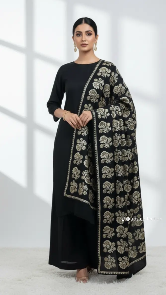 3-Pc Suit with Embroidered Shawl 