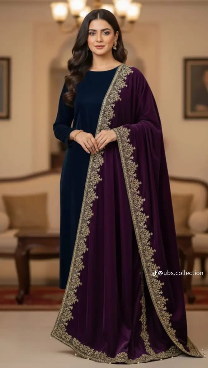 Micro Velvet 3 pc suit with Shawl 