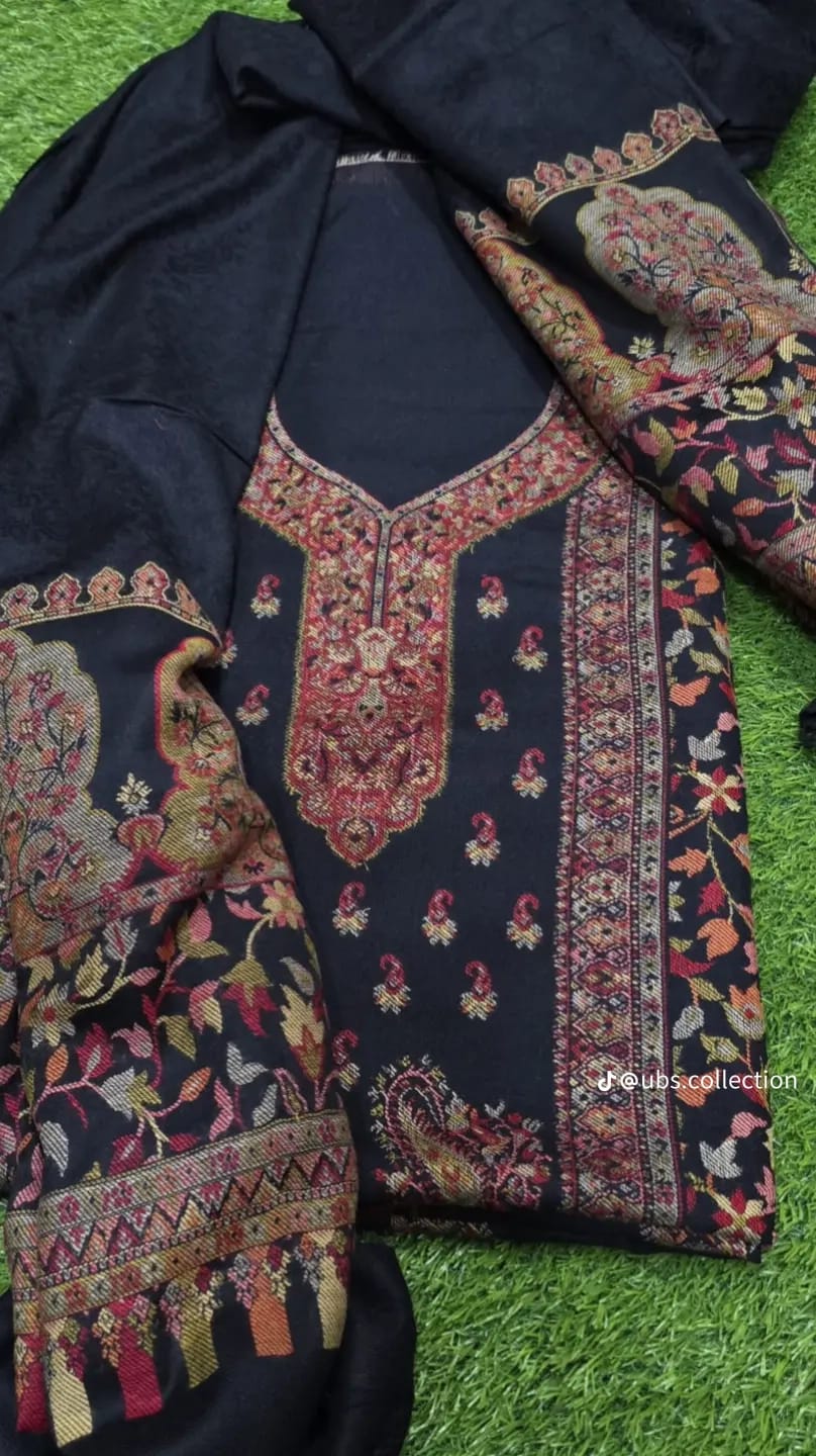 3pc Suit with Wool shawl Printed