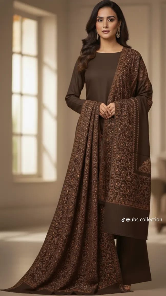 Wool Pashmina 3 pc suit with Shawl 