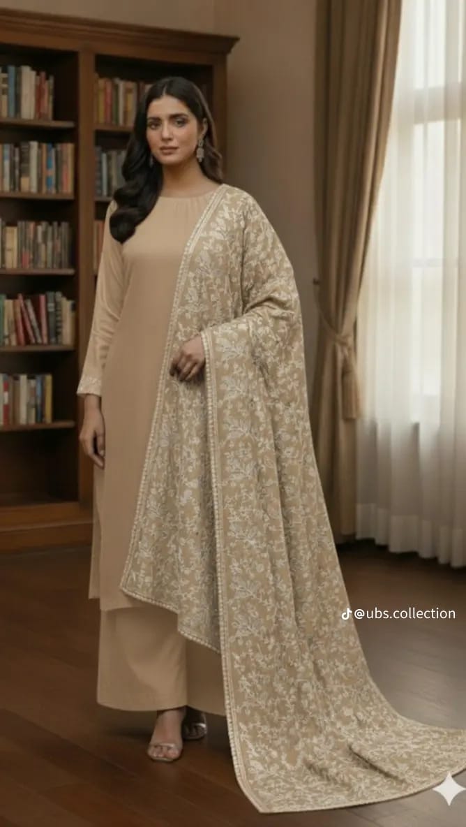 Wool Pashmina 3 pc suit with Shawl 