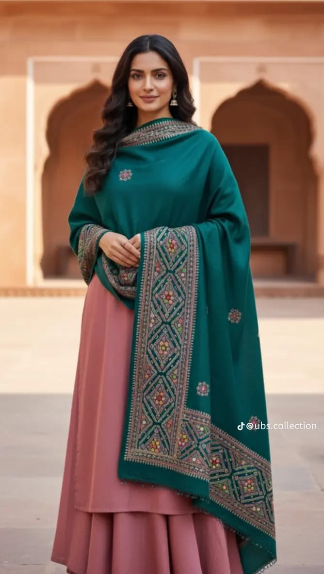Wool Pashmina 3 pc suit with Shawl 
