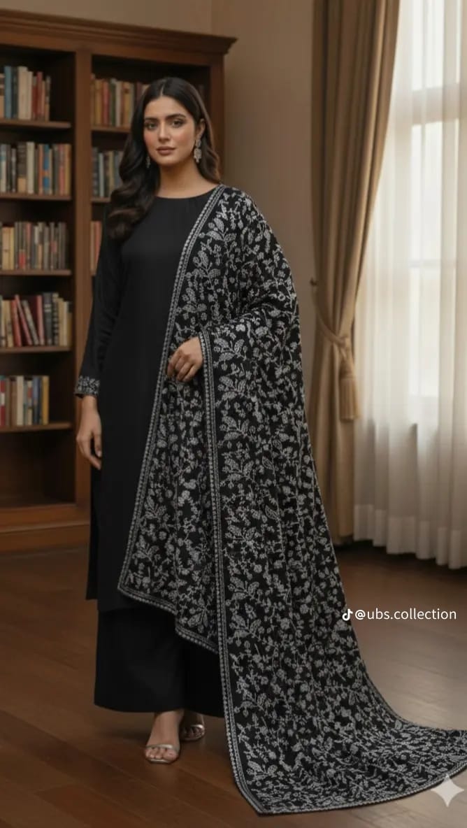 Wool Pashmina 3 pc suit with Shawl 