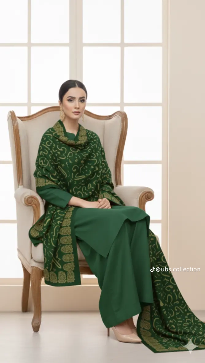 3-Pc Suit with Embroidered Shawl 