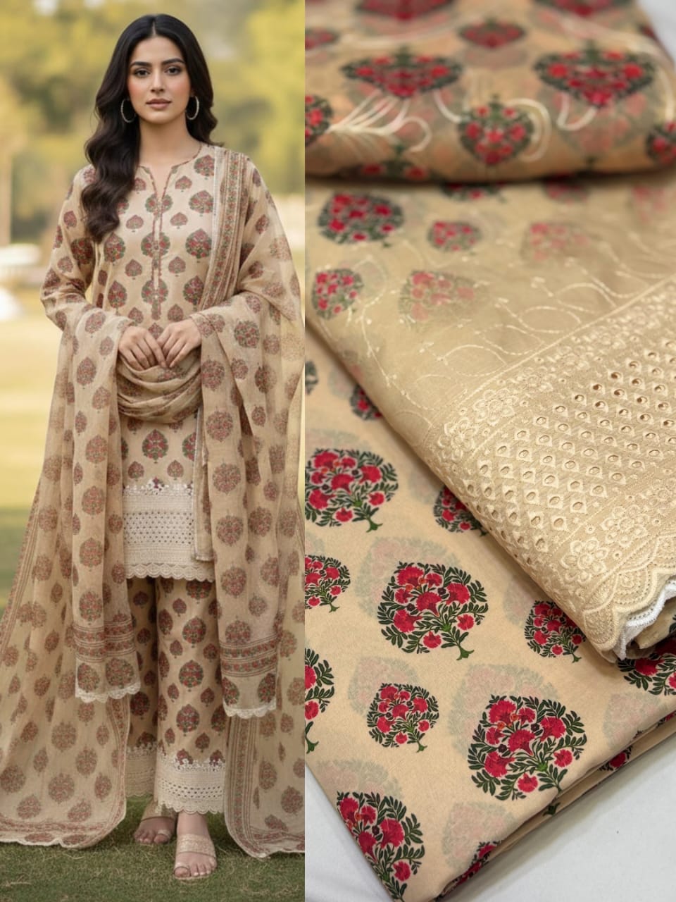 Swiss lawn 3pc suits with shaffon duppata 