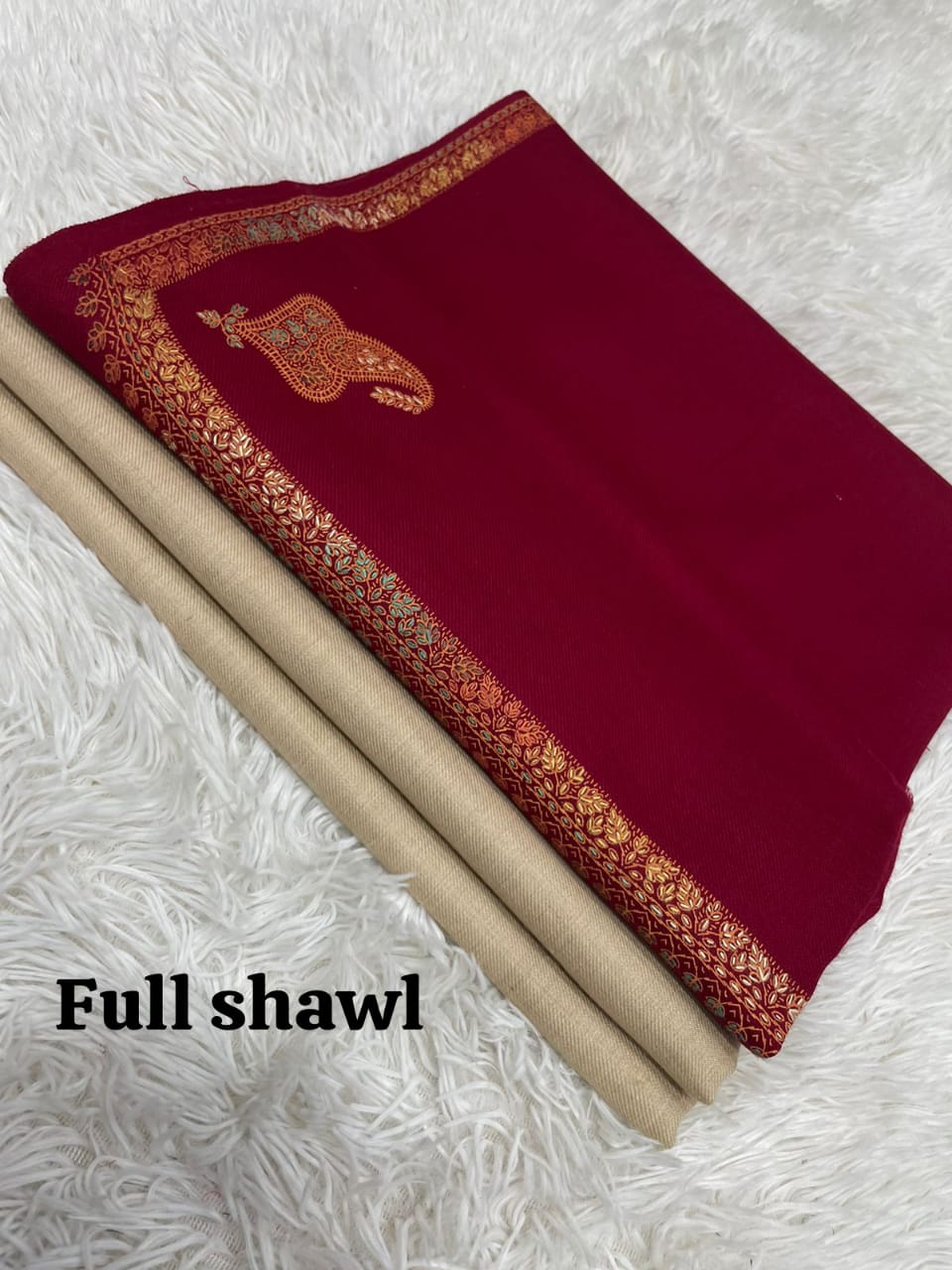 Hand Embroidery PASHMINA 3pcs with full shawl.