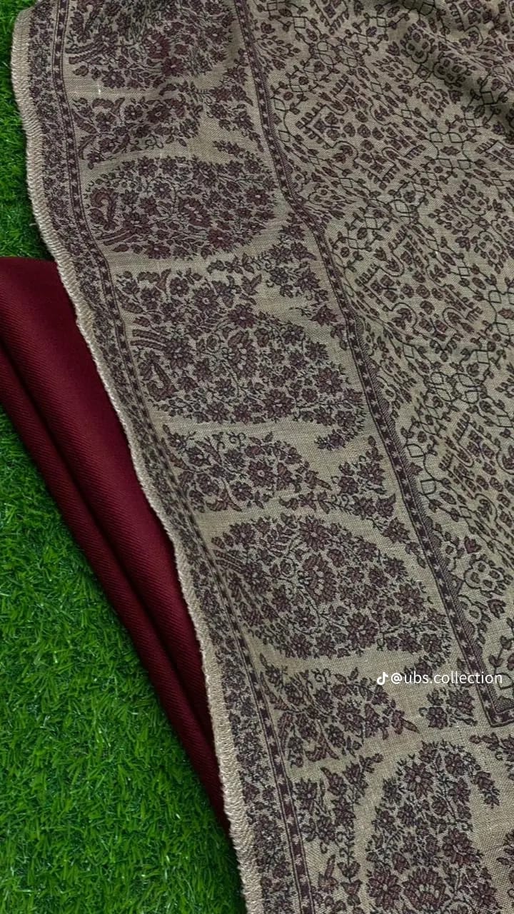 Wool Pashmina 3 pc suit with Shawl 
