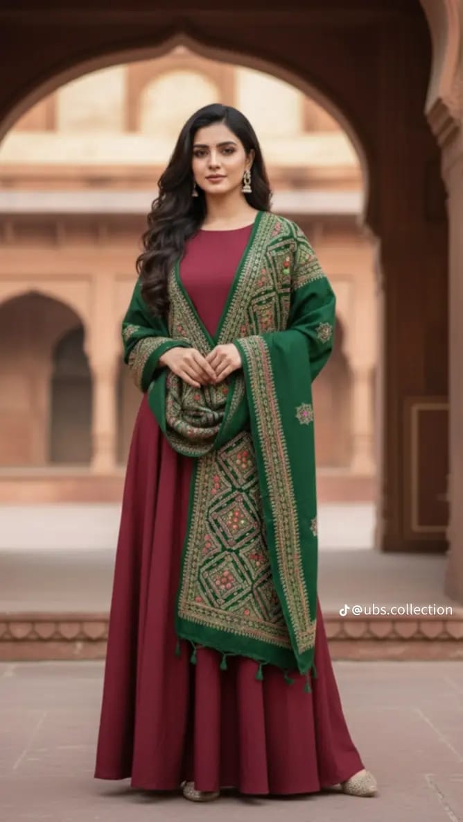 Wool Pashmina 3 pc suit with Shawl 