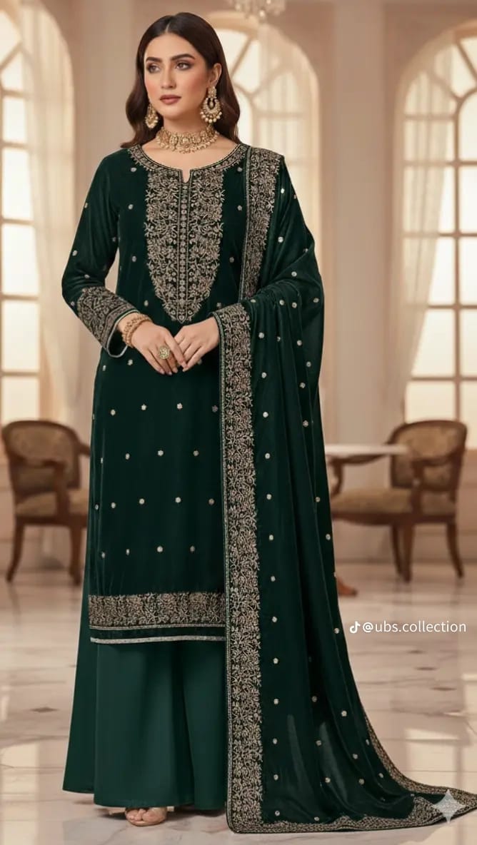 Wool Pashmina 3 pc suit with Shawl 