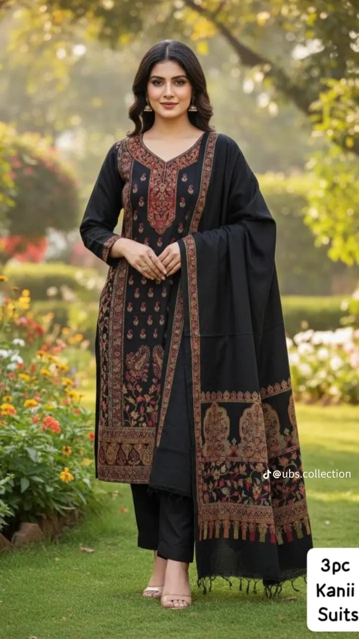 3pc Suit with Wool shawl Printed