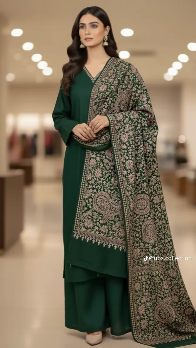 3-Pc Suit with Embroidered Shawl 