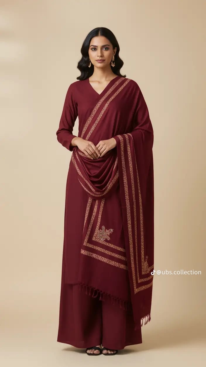 Wool Pashmina 3 pc suit with Shawl 