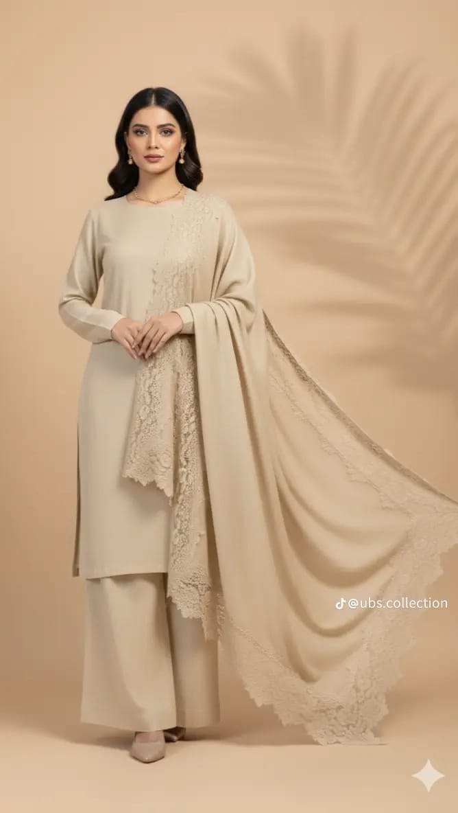 Wool Pashmina 3 pc suit with Shawl 