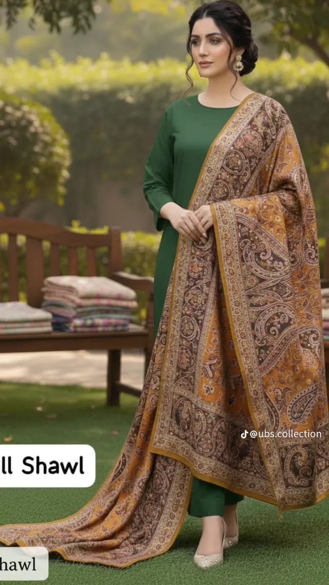 Wool Pashmina 3 pc suit with Shawl 
