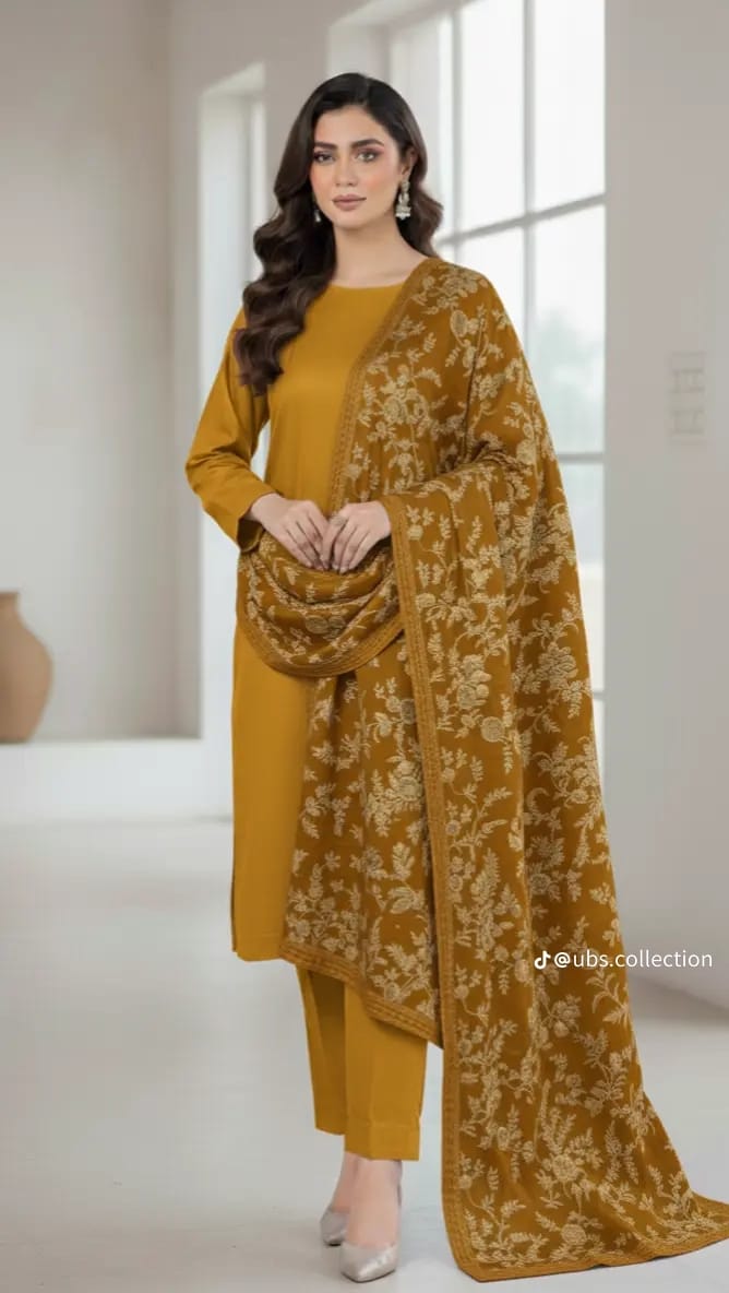 3-Pc Suit with Embroidered Shawl 