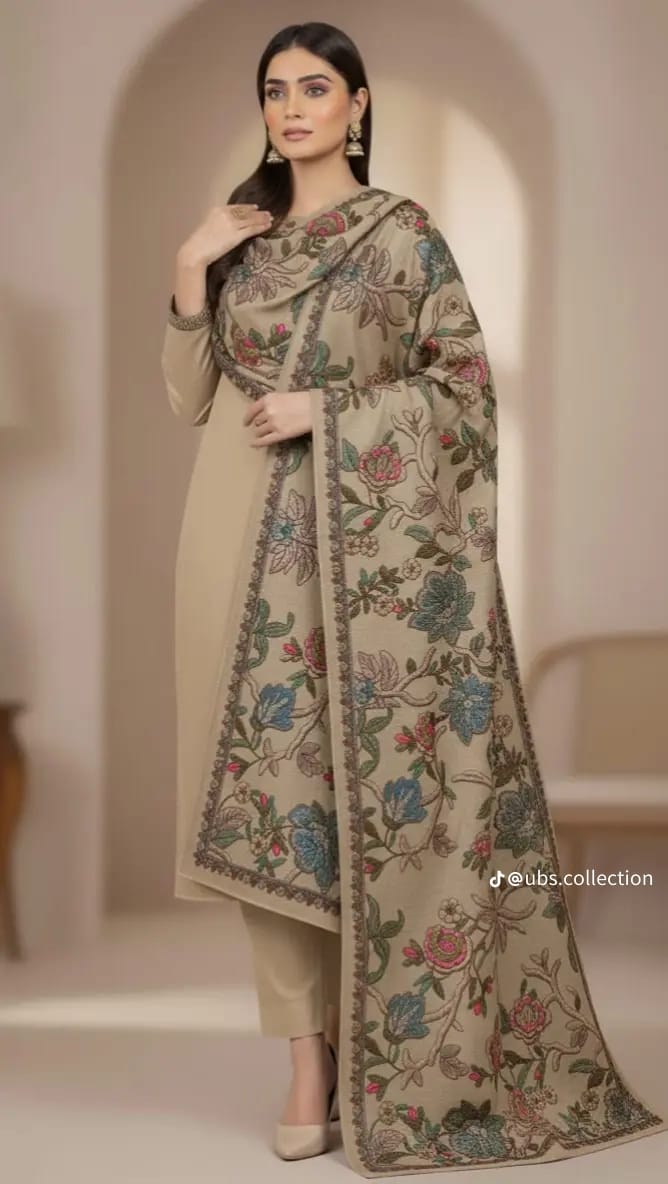 3-Pc Suit with Embroidered Shawl 