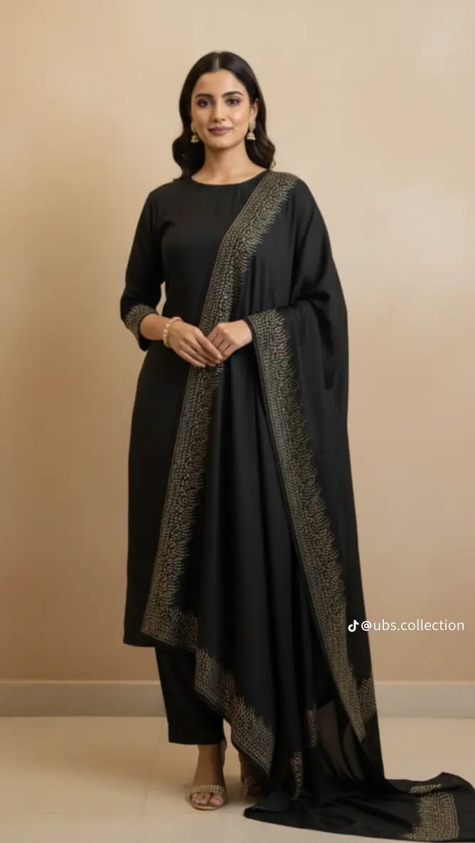 Wool Pashmina 3 pc suit with Shawl 