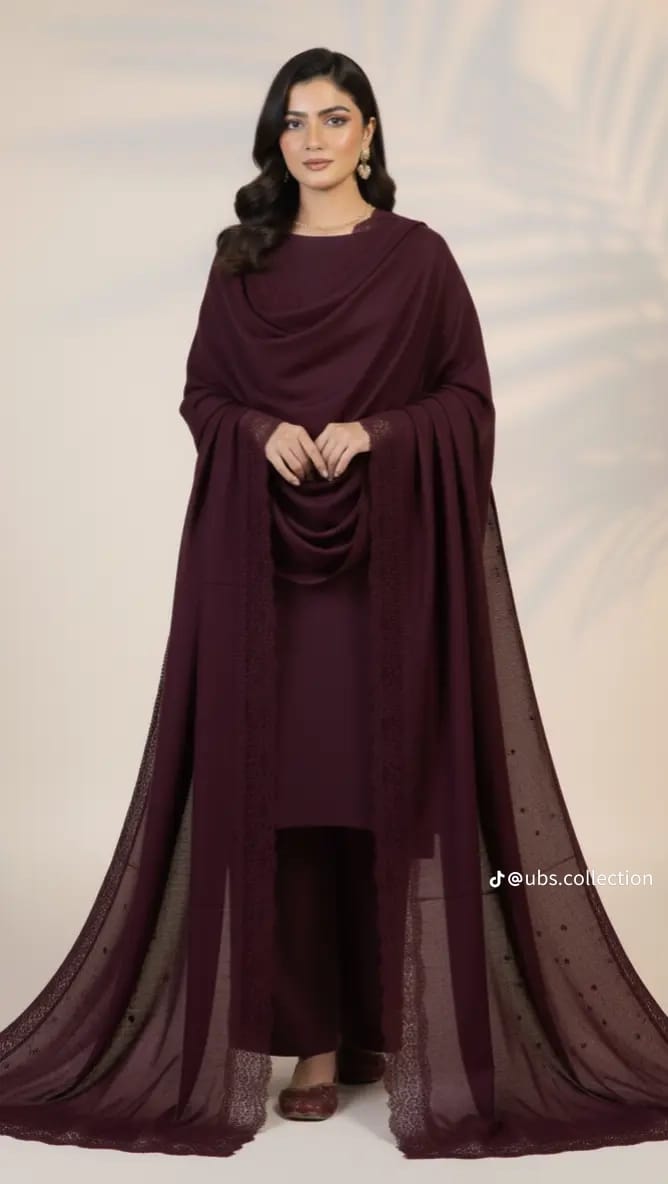 Wool Pashmina 3 pc suit with Shawl 