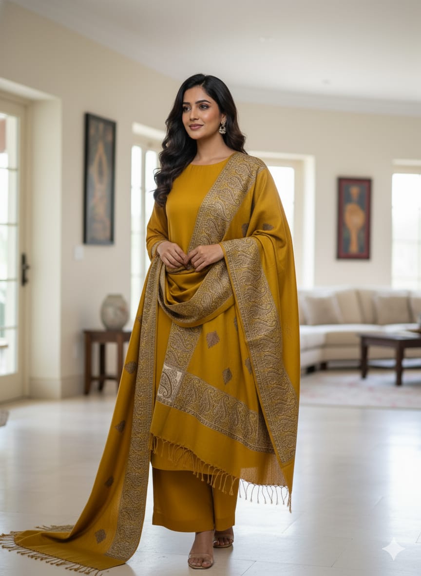3-Pc Suit with Embroidered Shawl 