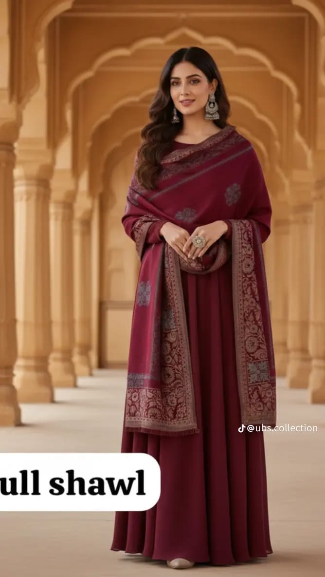 Wool Pashmina 3 pc suit with Shawl 