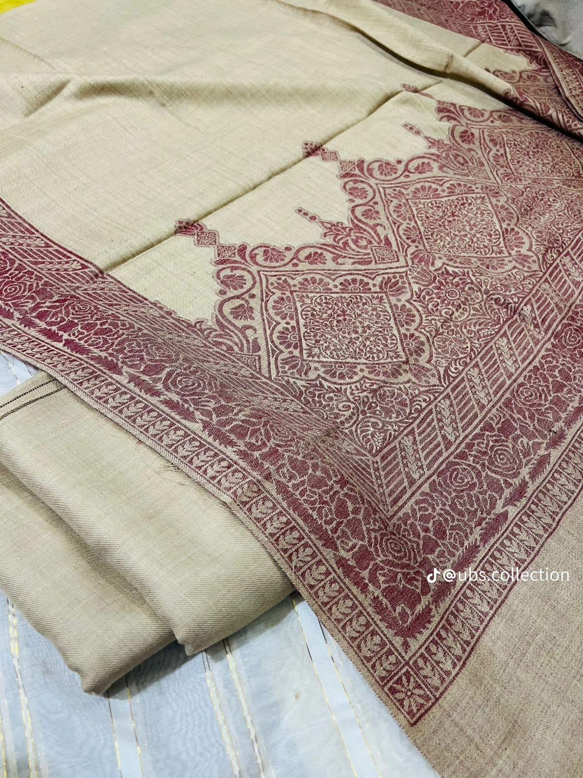 Maroon Embroidered Shawl Suit
