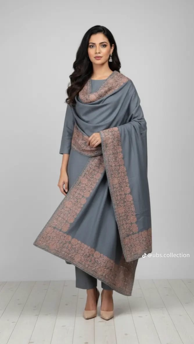 Wool Pashmina 3 pc suit with Shawl 