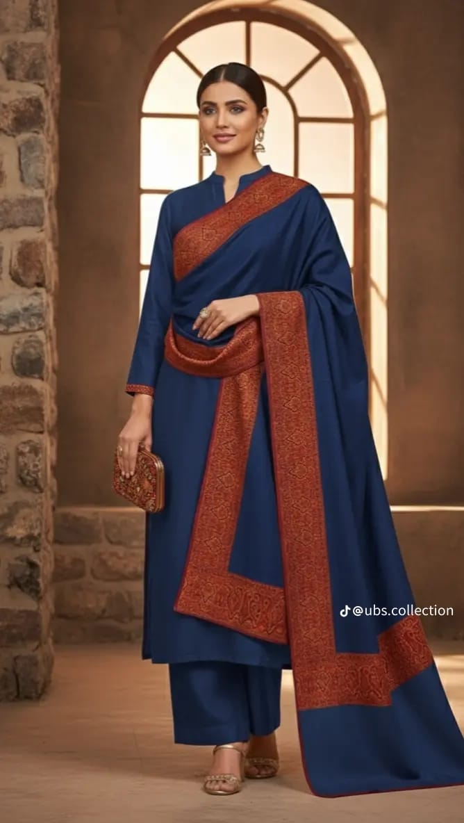 Wool Pashmina 3 pc suit with Shawl 