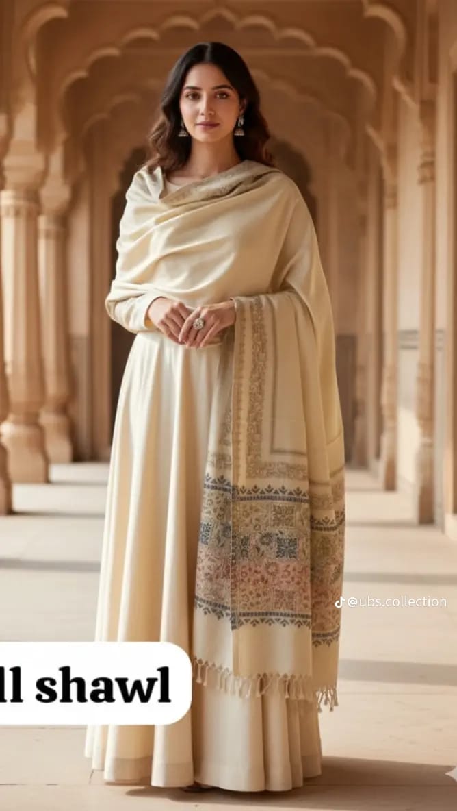 Wool Pashmina 3 pc suit with Shawl 