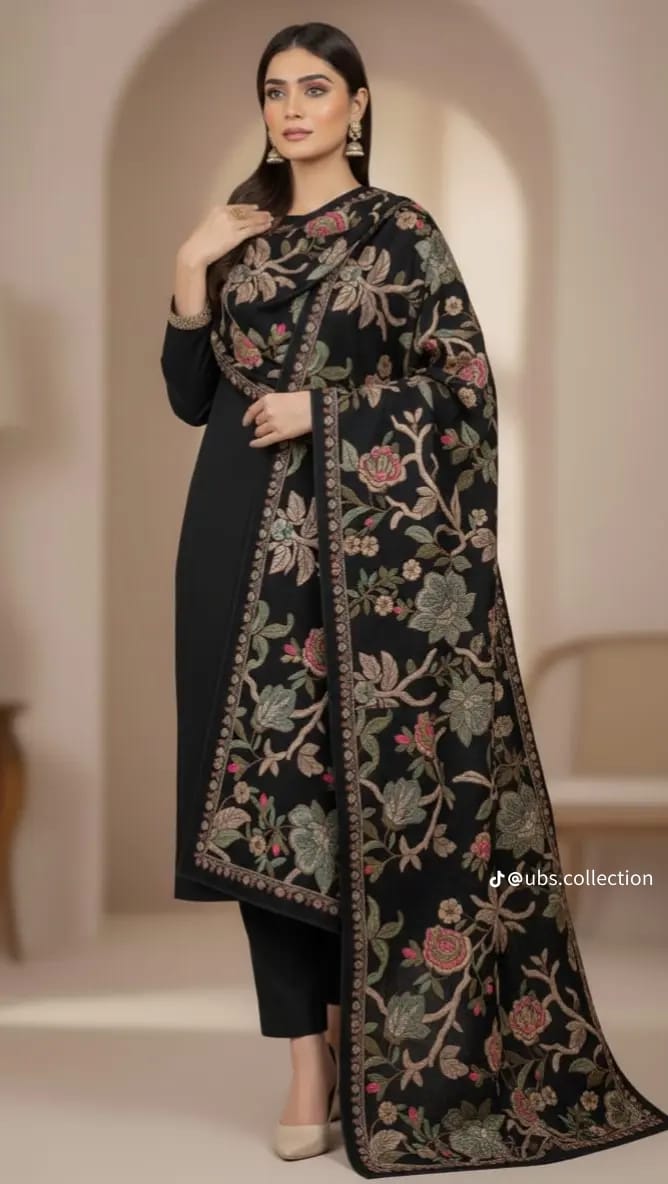 3-Pc Suit with Embroidered Shawl 