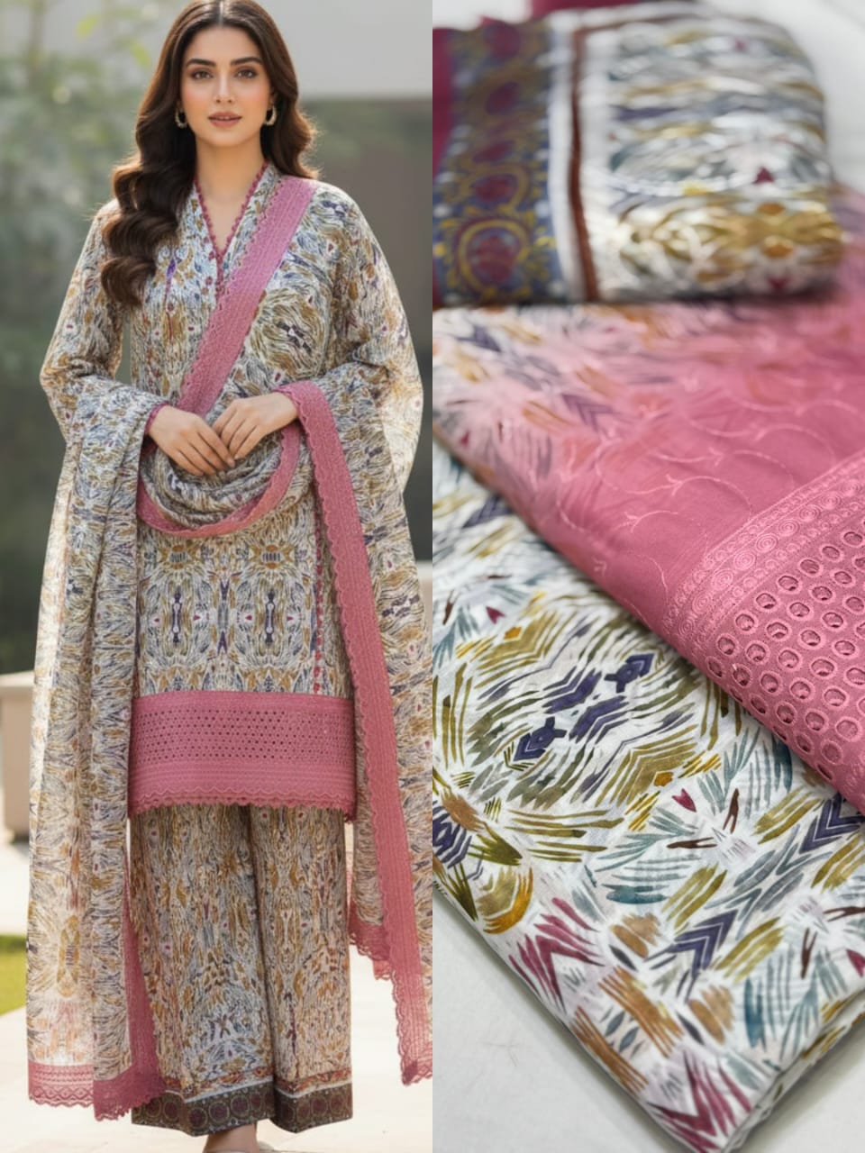 Swiss lawn 3pc suits with shaffon duppata 