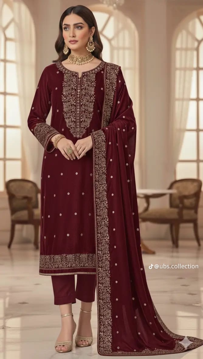 Wool Pashmina 3 pc suit with Shawl 