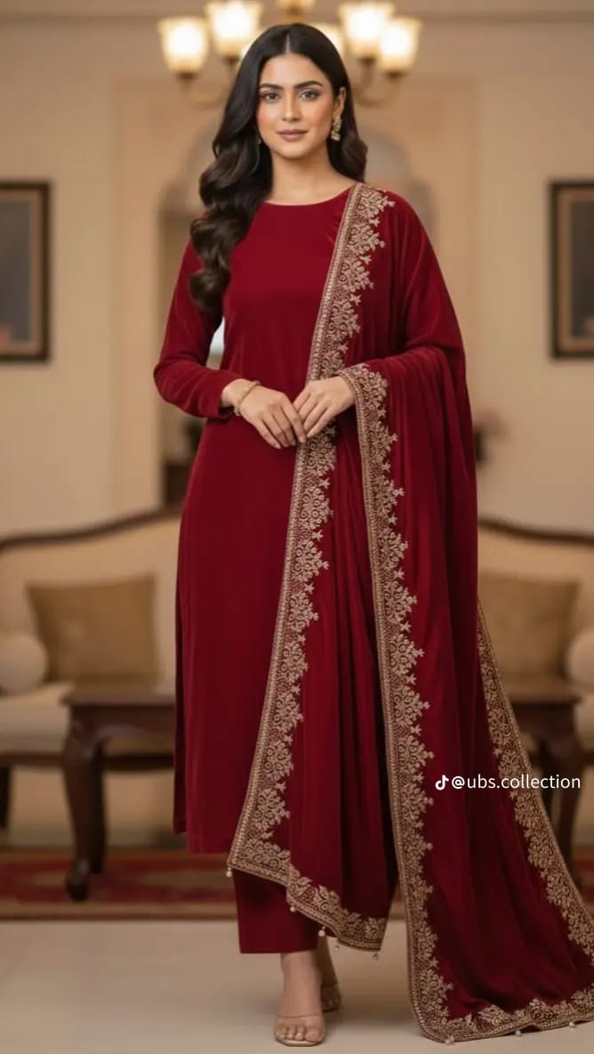 Micro Velvet 3 pc suit with Shawl 