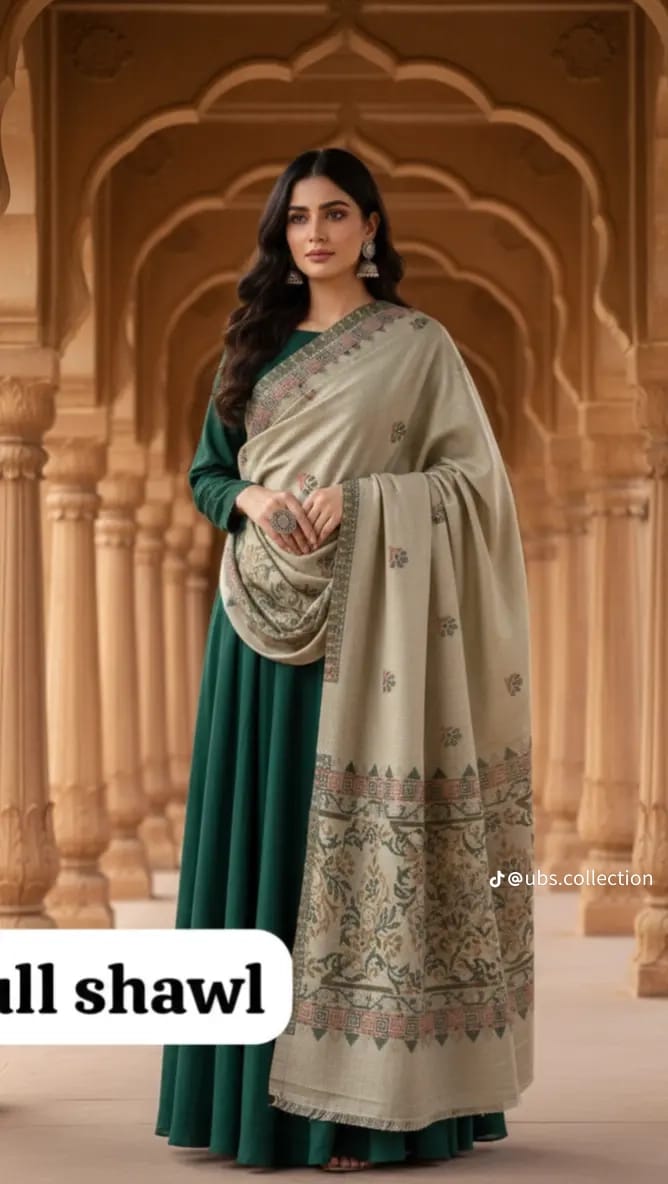 Wool Pashmina 3 pc suit with Shawl 