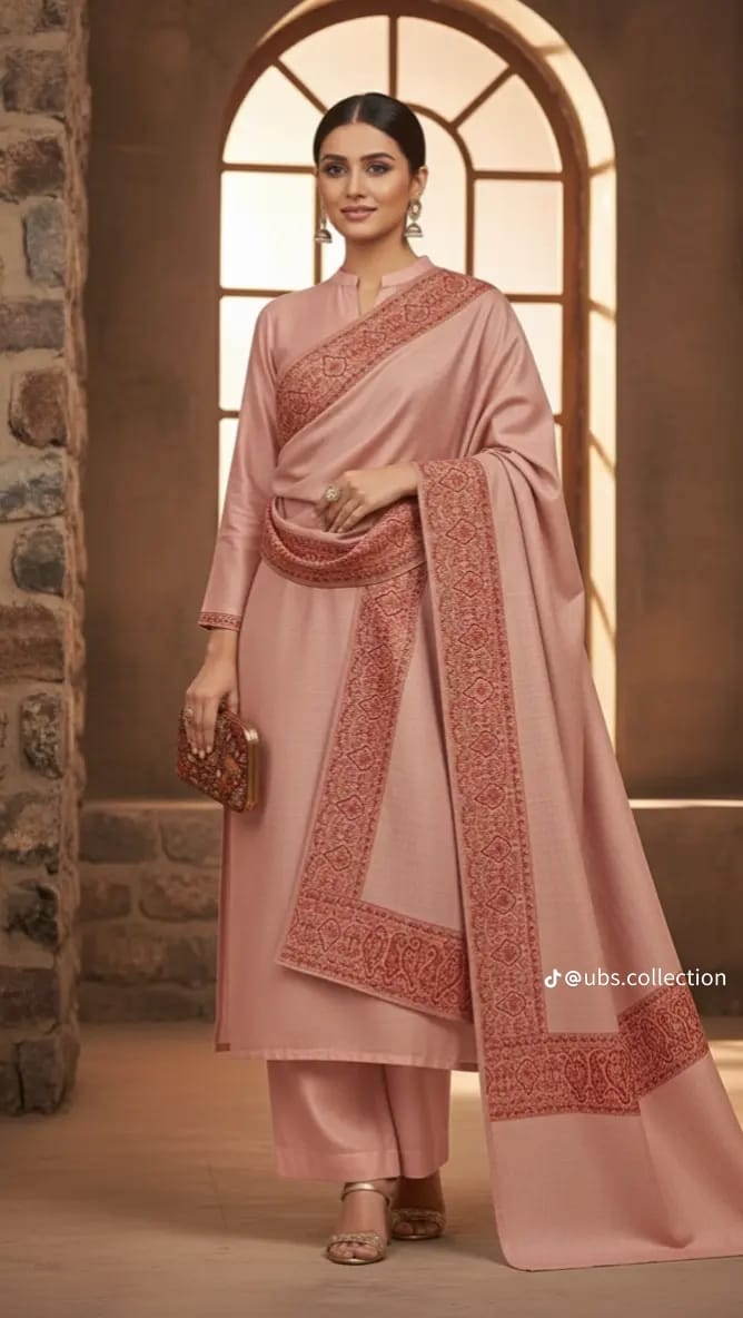 Wool Pashmina 3 pc suit with Shawl 