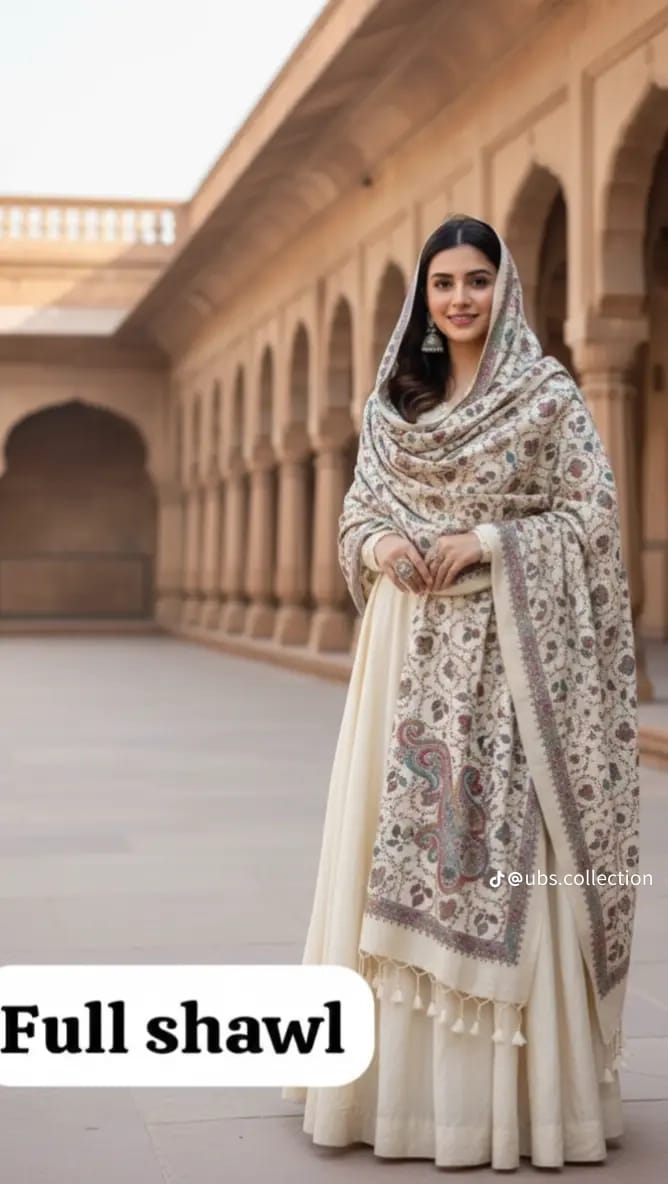 Wool Pashmina 3 pc suit with Shawl 