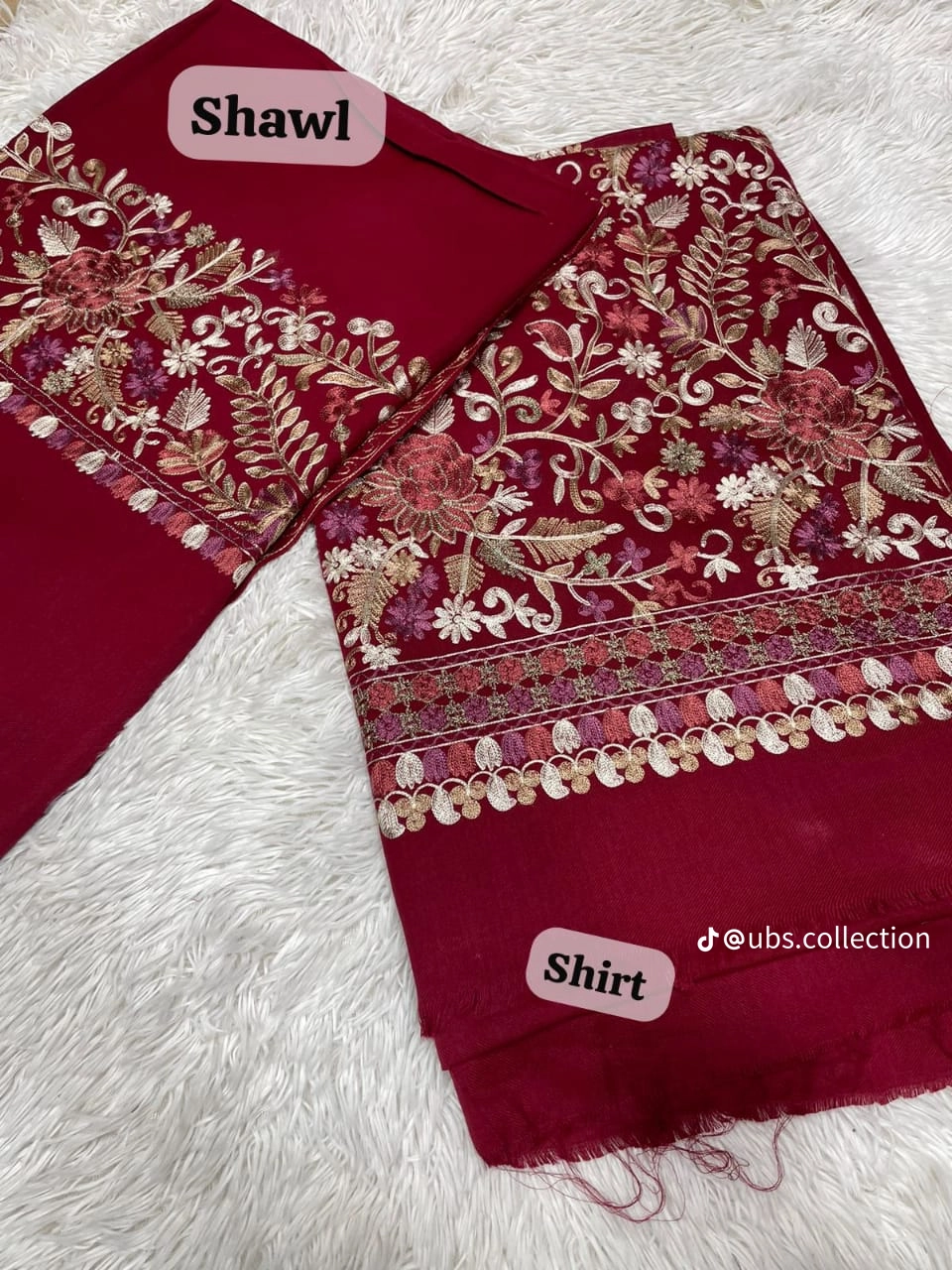 2-Pc Suit with Embroidered Shawl 