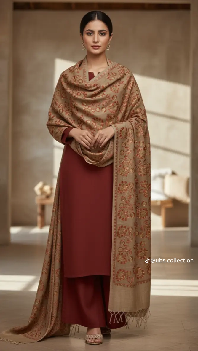3-Pc Suit with Embroidered Shawl 