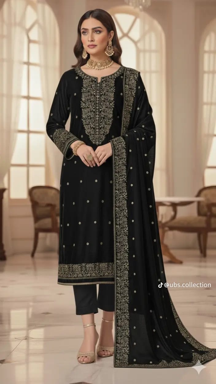 Wool Pashmina 3 pc suit with Shawl 