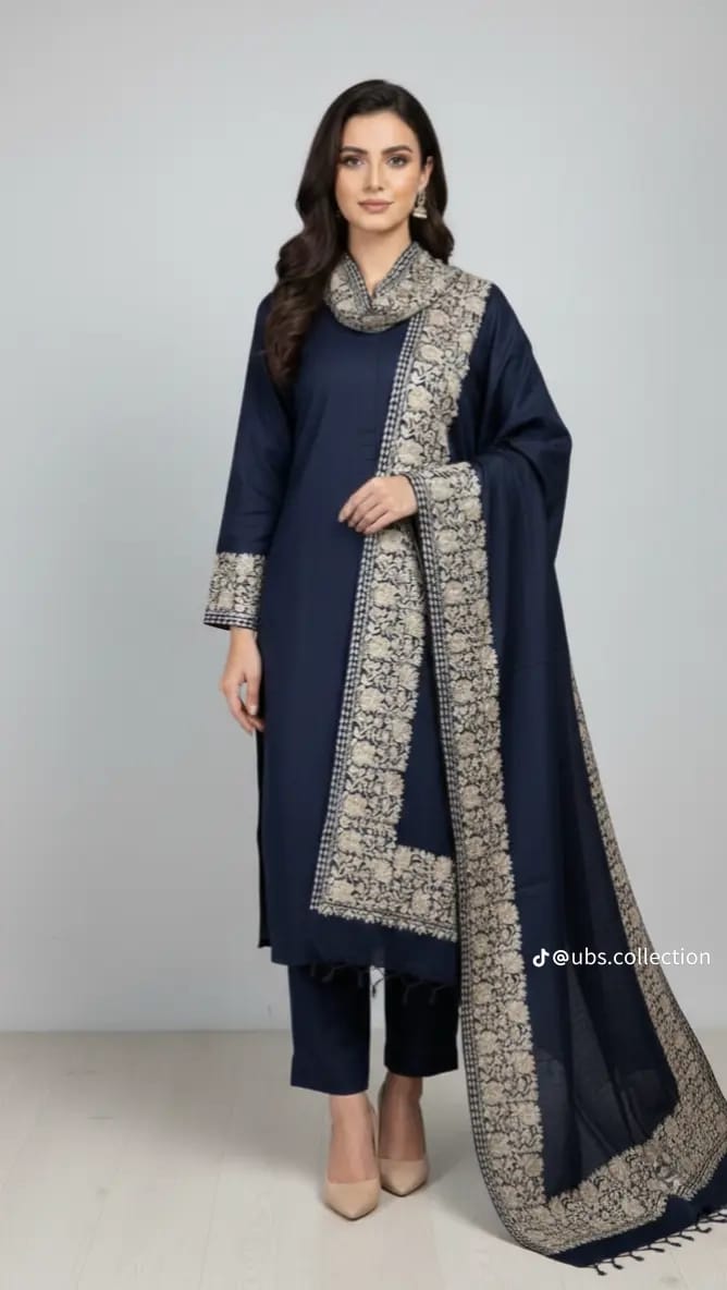 Wool Pashmina 3 pc suit with Shawl