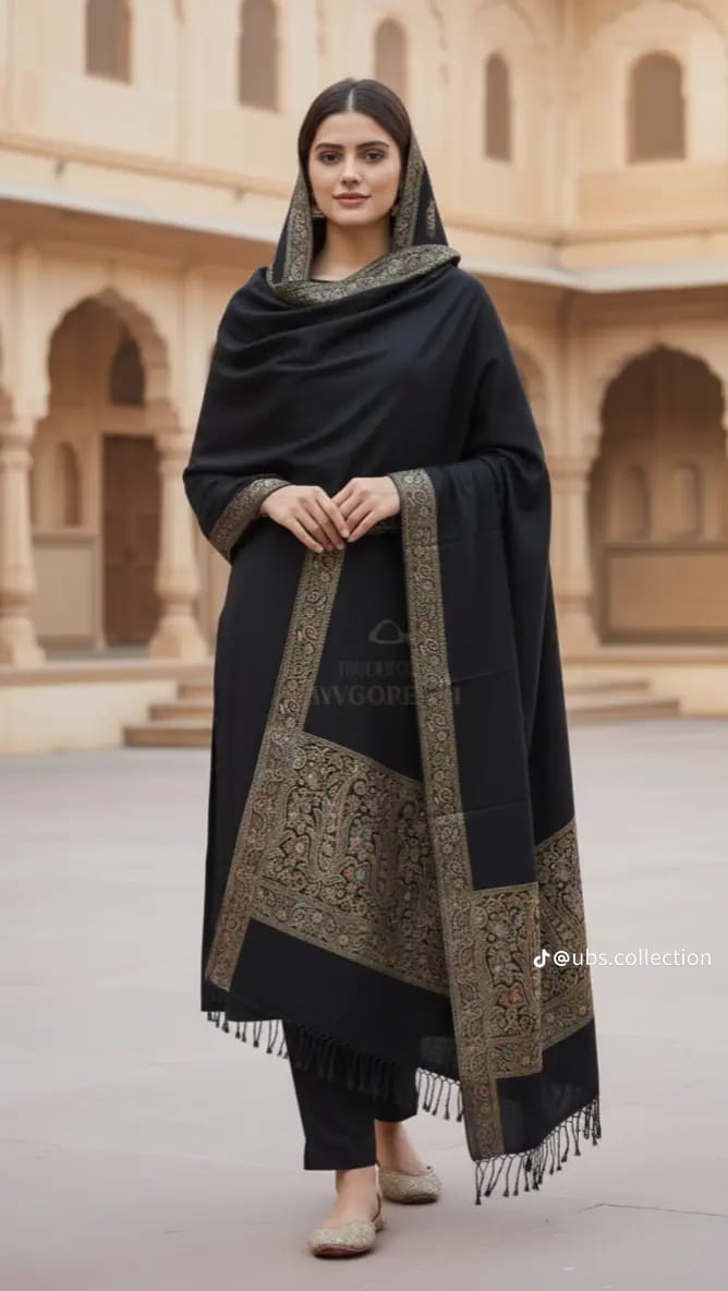 Maroon Embroidered Shawl Suit