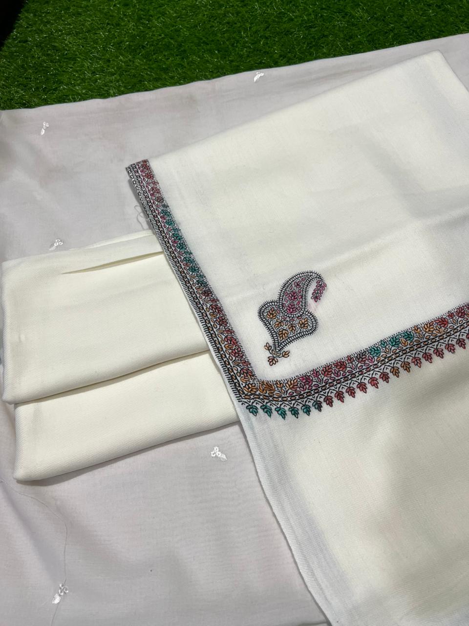 Hand Embroidery PASHMINA 3pcs with full shawl.