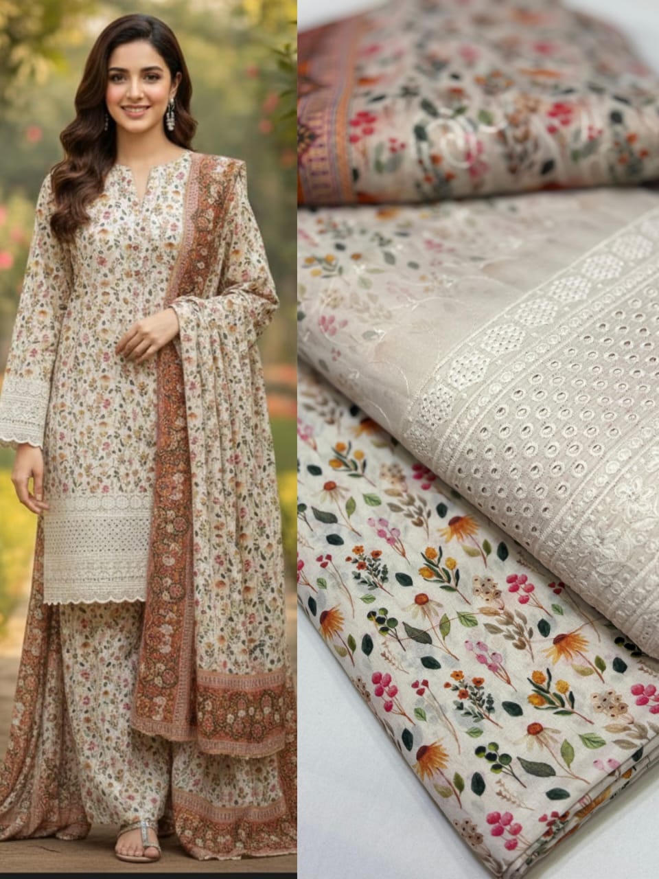 Swiss lawn 3pc suits with shaffon duppata 