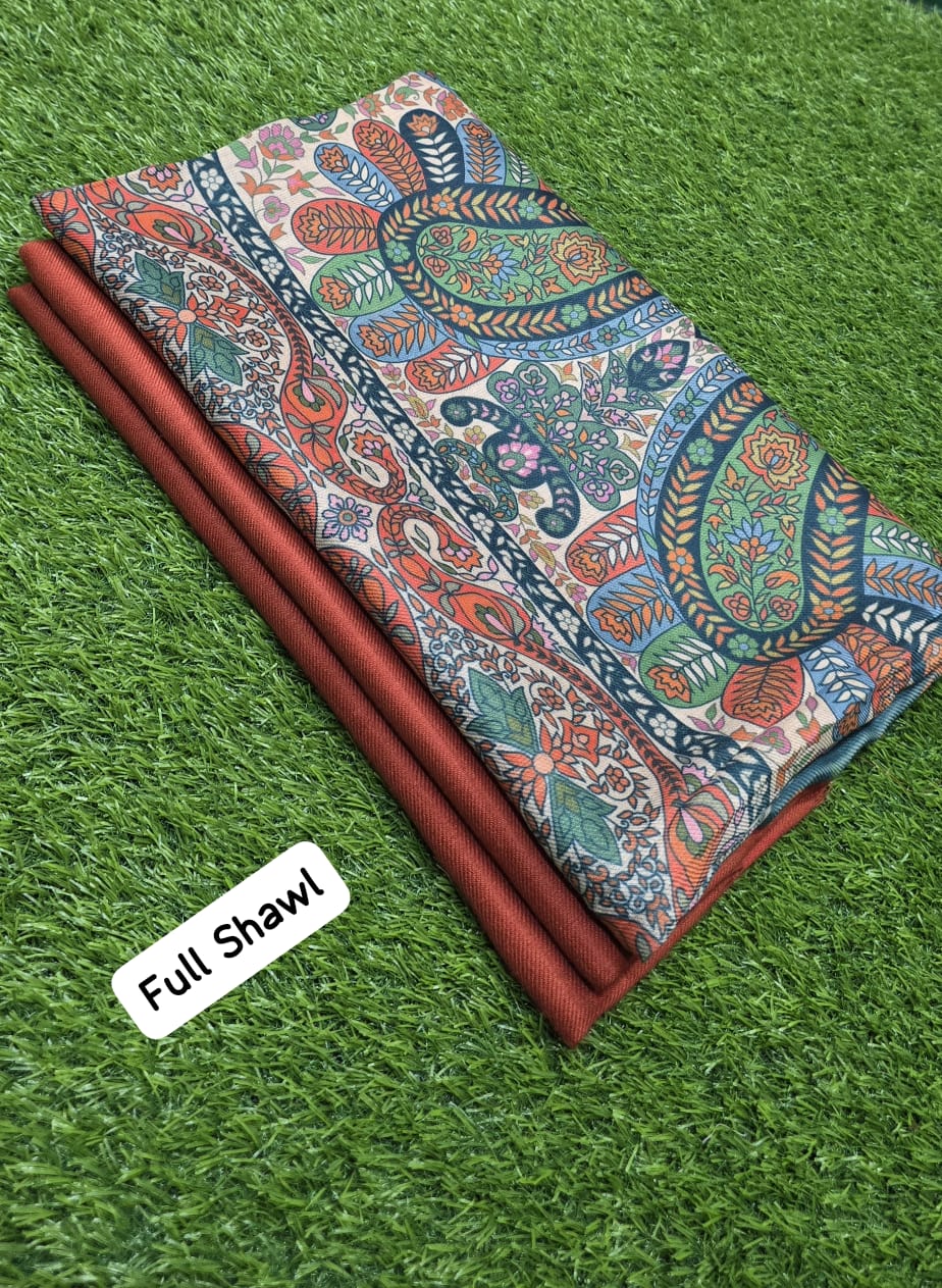 3-Pc Suit with Printed Shawl 