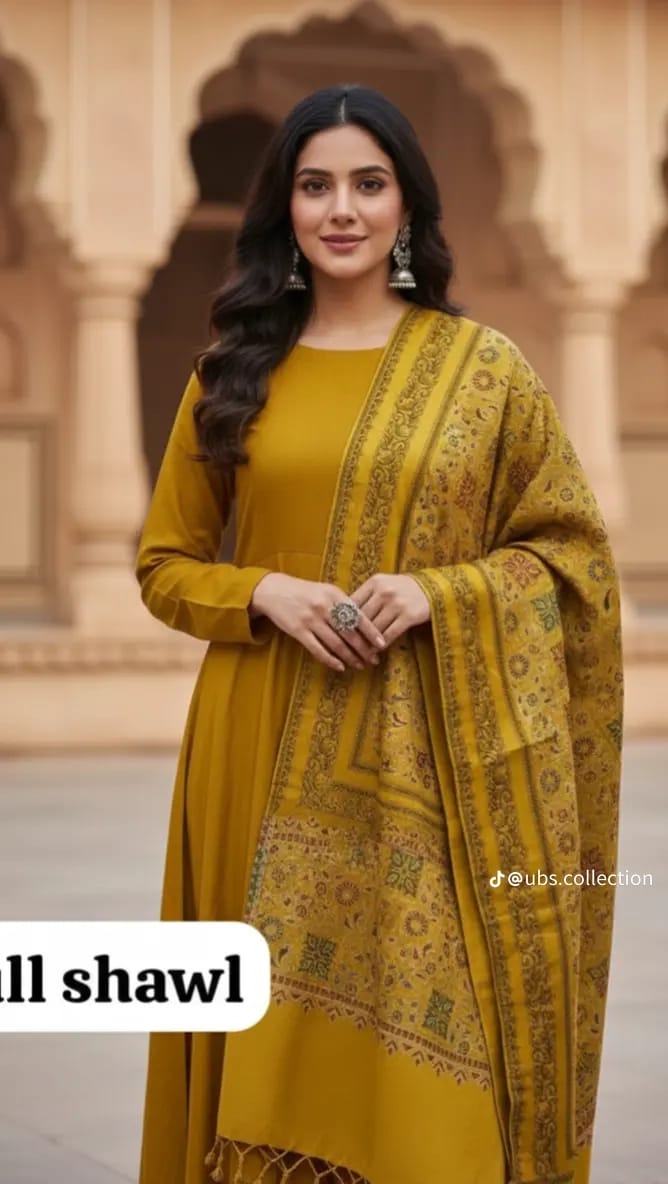 Wool Pashmina 3 pc suit with Shawl