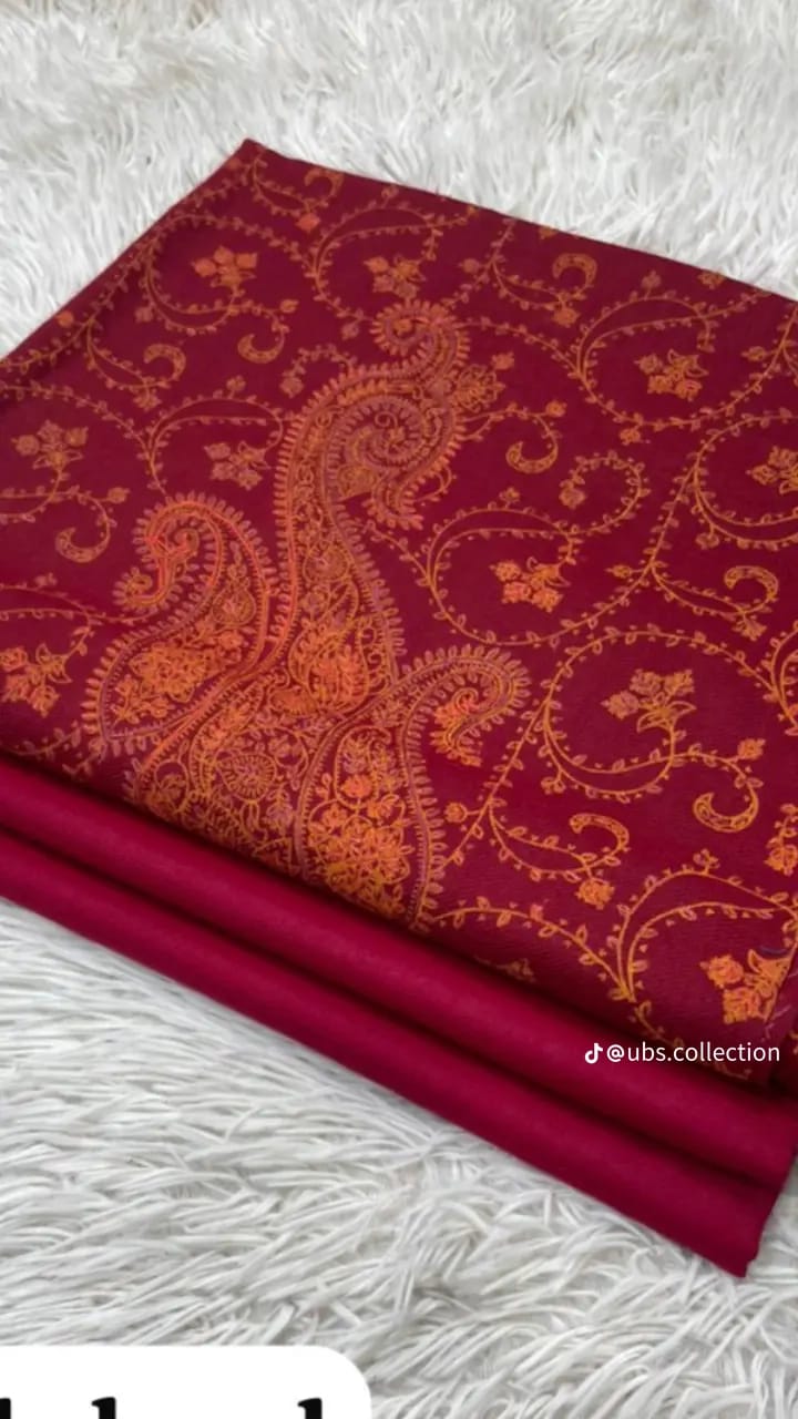 Wool Pashmina 3 pc suit with Shawl 
