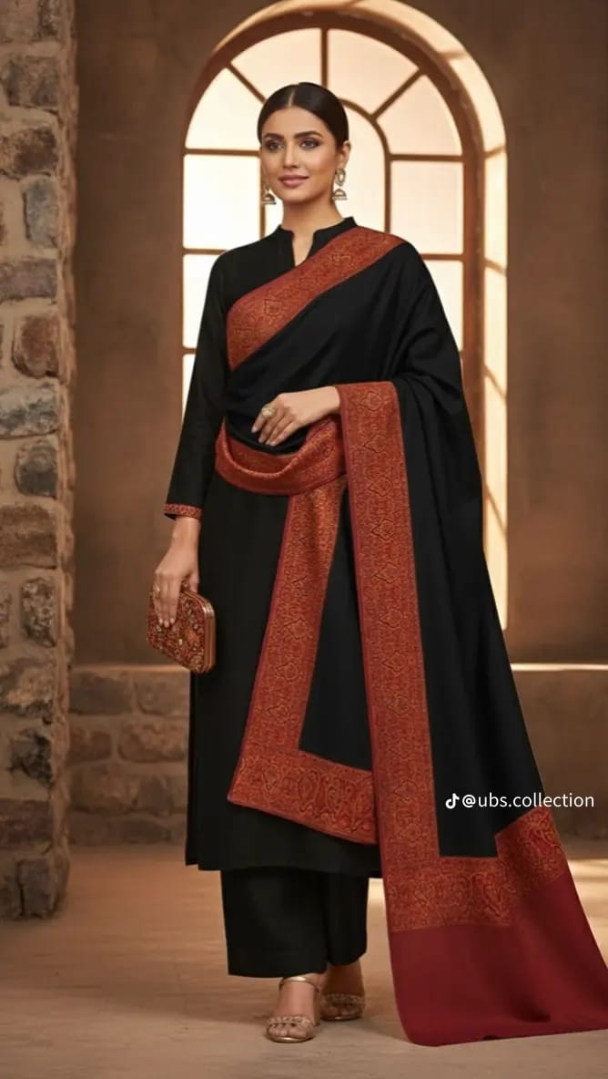 Wool Pashmina 3 pc suit with Shawl 