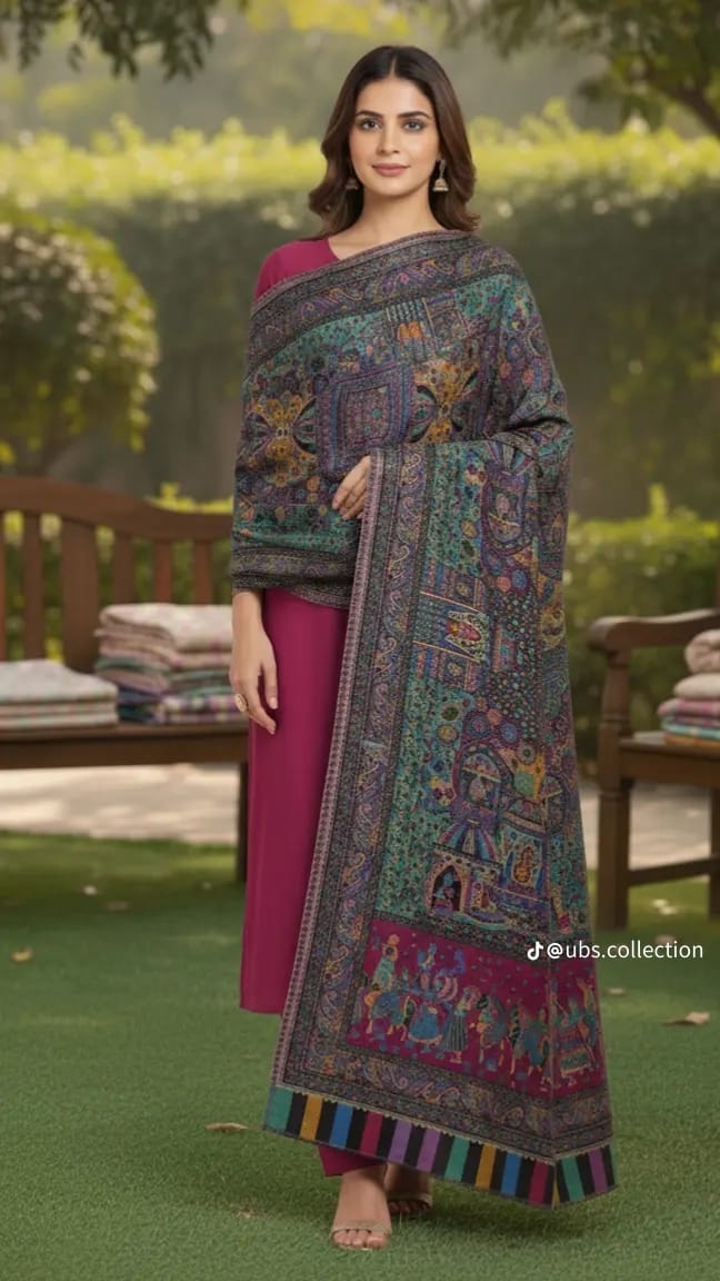 Wool Pashmina 3 pc suit with Shawl 